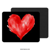 Red Watercolor Heart Mouse Pad, Valentine's Day Gift, Abstract Heart Art, Love Mousepad, Heart Shaped Gift, Unique Mouse Pad Design - Tawshia