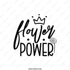 Flower Power Pillow, Floral Throw Pillow, Crown Design Pillow, Motivational Quote Decor, Decorative Cushion, Home Decor Accent, Unique Gift - Tawshia