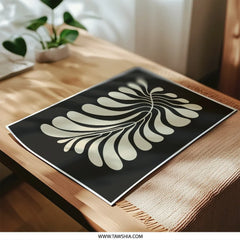 Minimalist Leaf Photographic Print, Abstract Botanical Art, Beige and Black Wall Decor, Modern Foliage Print, Simple Nature Artwork - Tawshia
