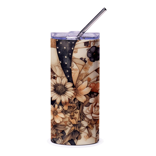 Floral Tumbler, Vintage Floral Design, Elegant Tumbler, Flower Power, Botanical Tumbler, Elegant Drinkware, Trendy Tumbler - Tawshia