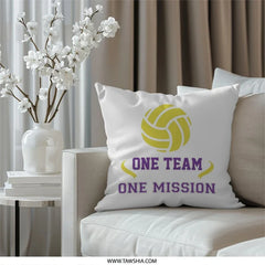 Volleyball Pillow, Team Pillow, One Team One Mission, Sports Decor, Game Room Pillow, Volleyball Gift, Team Spirit Pillow, Coach Pillow - Tawshia