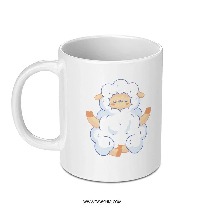 Cute Sleeping Sheep on White Ceramic Mug product type