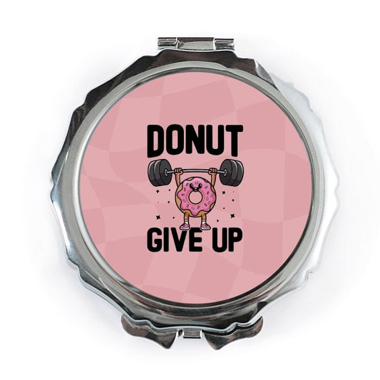 Donut Give Up Pocket Mirror, Funny Foodie Gift, Weightlifting Humor, Gym Motivation, Cute Donut Art, Inspirational Pocket Mirror - Tawshia