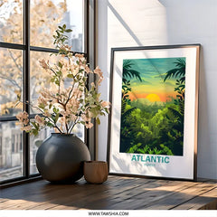 Atlantic Forest Wall Art, Tropical Jungle Print, Nature Landscape Decor, Sunset Scenery Poster, Greenery Artwork, Home Office Decor - Tawshia