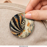 Floral Pinback Button, Polka Dot, Checkered Pattern, Quirky Design Button, Patchwork Style, Unique Accessory, Fashion Pinback Button - Tawshia