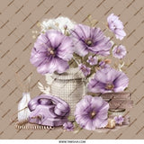 Purple Flower Pinback Button, Floral Telephone Button, Vintage Style Pinback Button, Aesthetic Pinback Button, Cute Botanical Pin Button - Tawshia