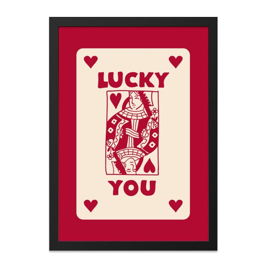 Lucky You Queen of Hearts Wall Art, Playing Card Wall Decor, Vintage Style Art Print, Gambler Gift, Quirky Wall Art, Modern Wall Decor - Tawshia
