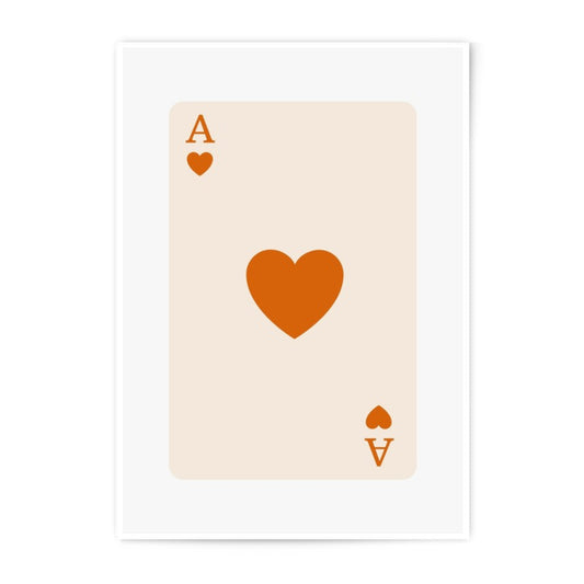 Ace of Hearts Photographic Print, Playing Card Wall Art, Minimalist Card Art, Casino Decor, Game Room Art, Poker Print, Card Player Gift - Tawshia