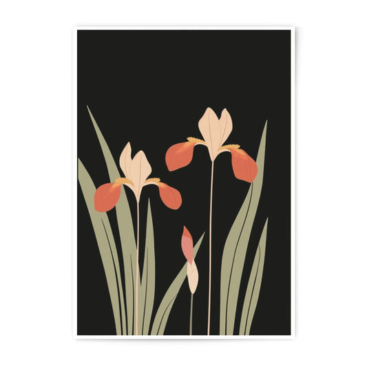 Iris Flower Photographic Print, Botanical Wall Art, Minimalist Floral Art, Modern Home Decor, Dark Floral Print, Iris Art Print - Tawshia