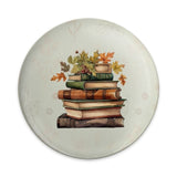 Stack of Books Pinback Button, Autumn Leaves, Reader Gift, Fall Decor, Book Lover Gift, Academic Aesthetic, Cozy Season Accessories - Tawshia