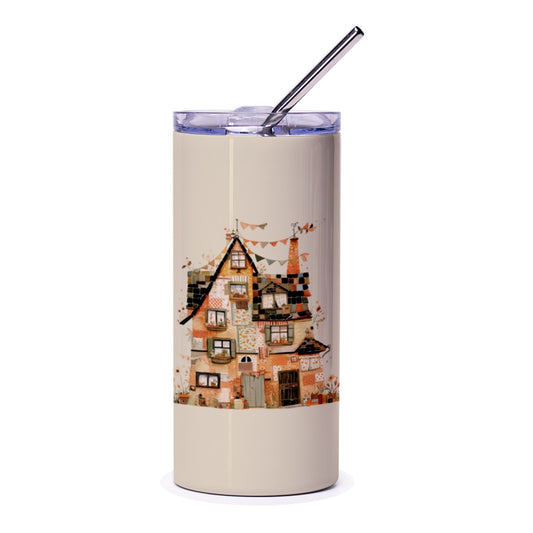 Whimsical Cottage Tumbler, Unique House Design, Cute Home Tumbler, Gift for Homeowner, Dream Home Image Tumbler, Decorative Cup - Tawshia