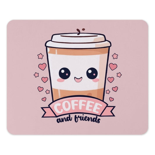 Kawaii Coffee Mouse Pad, Cute Coffee Cup, Coffee and Friends, Pink Mousepad, Desk Decor, Office Gift, Gamer Mouse Pad - Tawshia