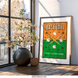 Baseball Wall Art Print, Game Room Decor, Sports Fan Gift, Baseball Bats and Balls Poster, Play Ball Art, Boys Room, Kids Room, Man Cave Art - Tawshia