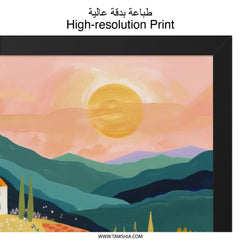 Tuscan Landscape Wall Art, Italy Painting Print, Farmhouse Decor, Countryside Scenery Art, Sunny Home Wall Decor, Floral Field Wall Decor - Tawshia