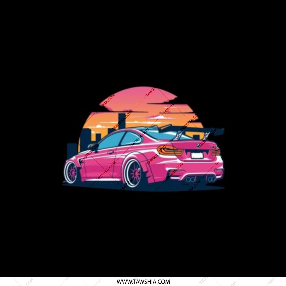 Pink Race Car Pocket Mirror, City Sunset Makeup Mirror, Car Enthusiast Gift, Automotive Compact Mirror, Portable Mirror for Travel - Tawshia