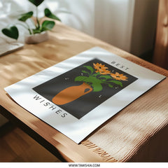 Best Wishes Photographic Print, Sunflower Art, Vase Illustration, Floral Decor, Modern Wall Art, Printable Art, Gift Idea, Home Decor - Tawshia