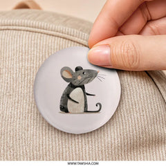 Cute Mouse Pinback Button, Animal Illustration, Cartoon Rat Badge, Whimsical Accessory, Kawaii Button, Fun Apparel Pin - Tawshia
