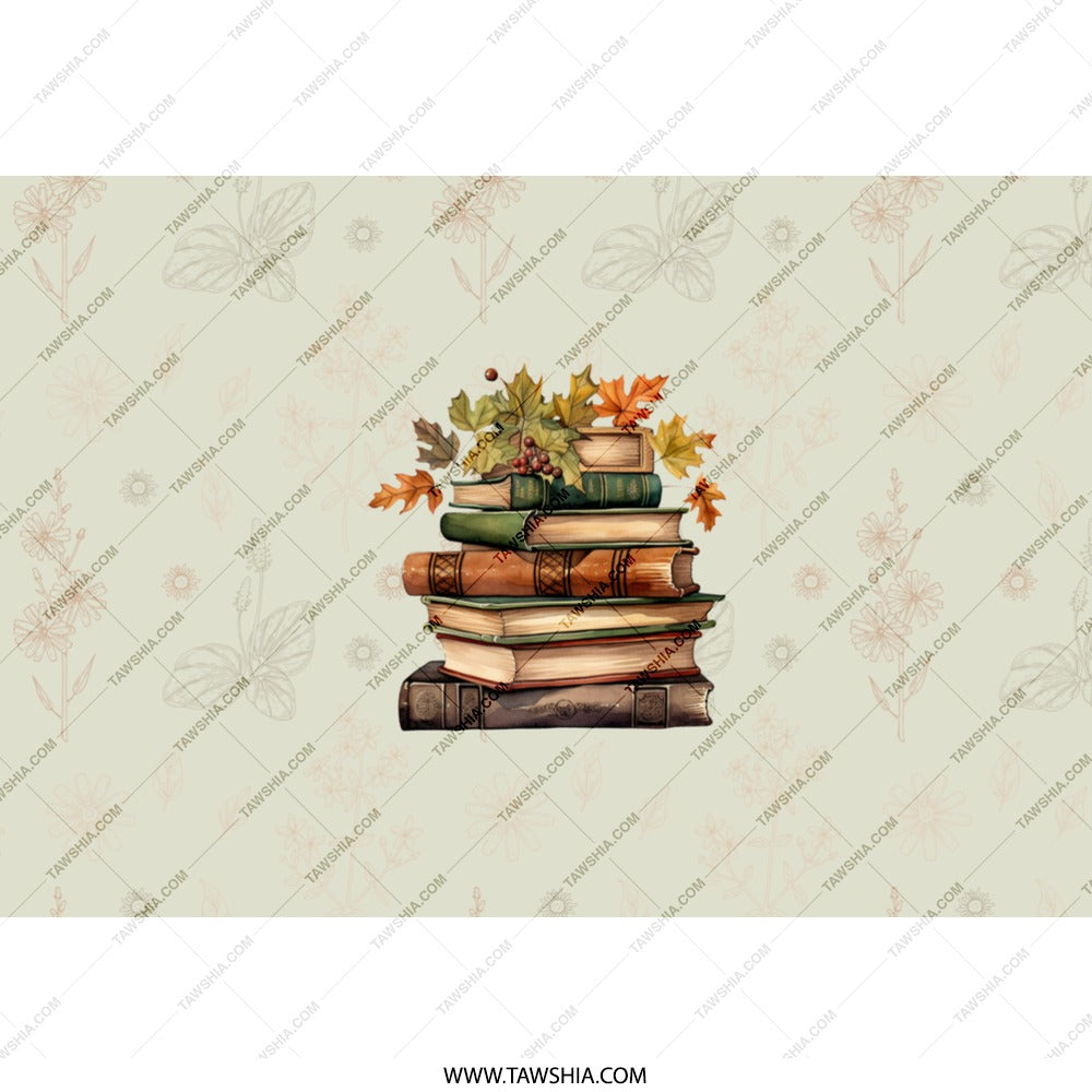 Autumn Books Tumbler, Fall Leaves Tumbler, Cozy Season Tumbler, Book Lover Gift, Library Decor, Reading Theme, Tumbler with Straw - Tawshia