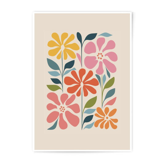 Floral Photographic Print, Retro Flower Art, Botanical Wall Decor, Colorful Floral Illustration, Flower Garden Print, Home Decor Print - Tawshia