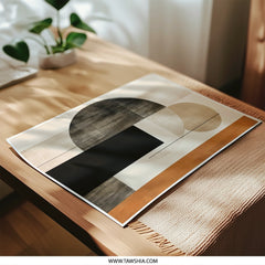 Geometric Photographic Print, Abstract Art Print, Circle and Rectangle Wall Art, Modern Home Decor, Beige Brown Black Art Print - Tawshia