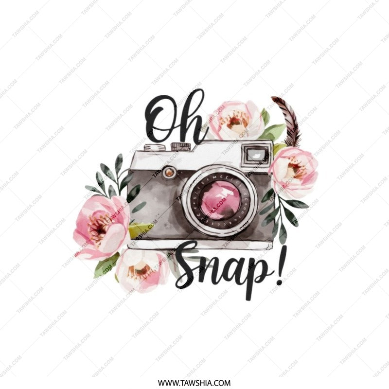 Oh Snap Camera Pillow, Floral Photography Pillow, Cute Camera Decor, Photographer Gift Idea, Unique Home Decor Throw Pillow - Tawshia