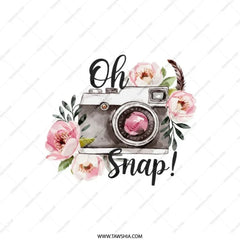 Oh Snap Camera Pillow, Floral Photography Pillow, Cute Camera Decor, Photographer Gift Idea, Unique Home Decor Throw Pillow - Tawshia