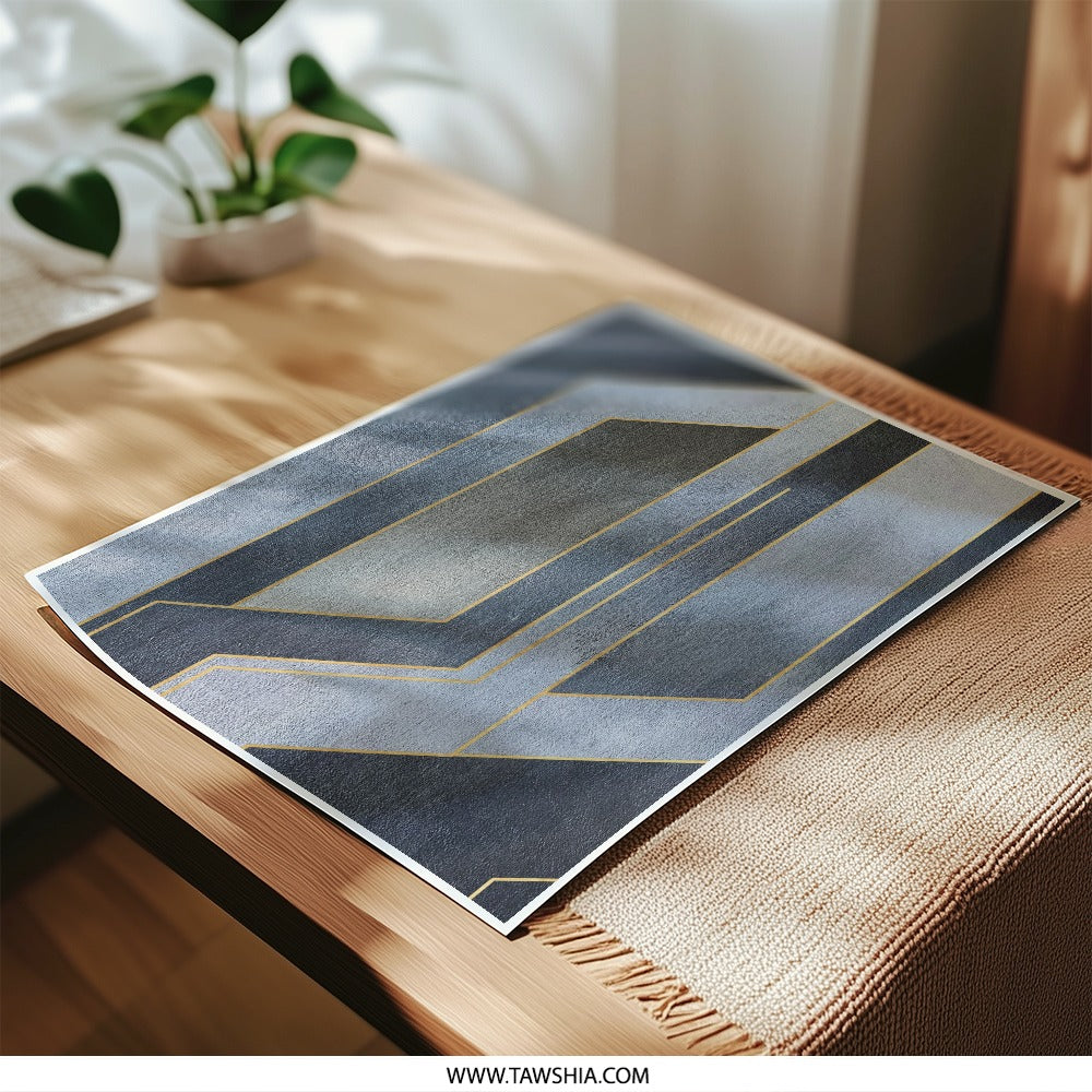 Abstract Geometric Photographic Print, Modern Art Print, Gray and Gold Art, Minimalist Wall Decor, Home Decor Art - Tawshia