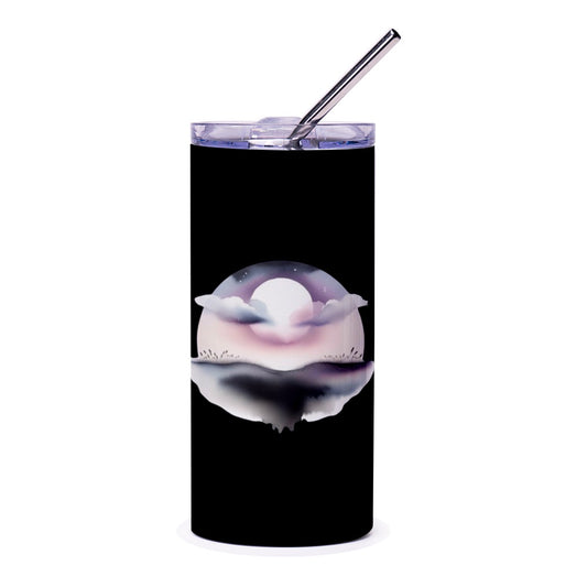 Celestial Tumbler, Moonscape Design, Dreamy Tumbler, Night Sky Art, Gift for Her, Stylish Drinkware, Watercolor Moon Tumbler - Tawshia