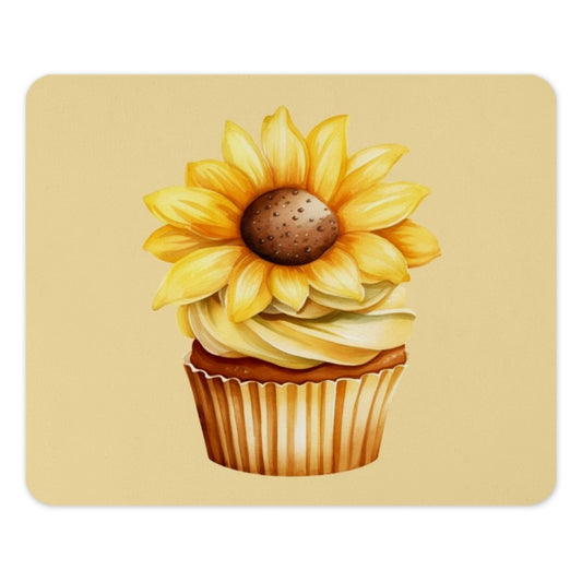 Sunflower Cupcake Mouse Pad, Floral Mousepad, Cute Desk Decor, Office Accessories, Gift for Her, Unique Work From Home, Flower Lover Gift - Tawshia