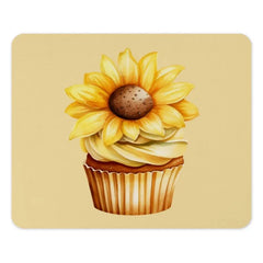 Sunflower Cupcake Mouse Pad, Floral Mousepad, Cute Desk Decor, Office Accessories, Gift for Her, Unique Work From Home, Flower Lover Gift - Tawshia