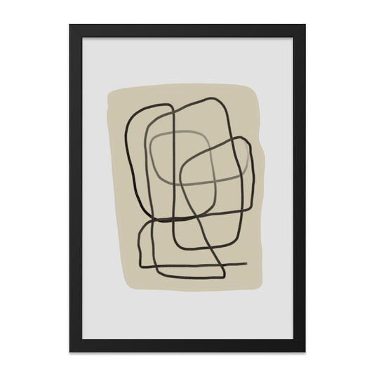 Abstract Line Art Wall Art, Modern Print, Minimalist Art Decor, Beige and Black Wall Hanging, Contemporary Home Decor, Stylish Artwork - Tawshia