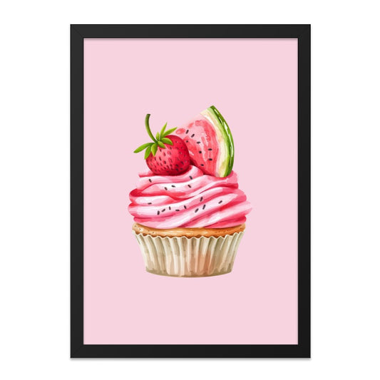 Cupcake Wall Art, Dessert Print, Strawberry Watermelon, Food Art, Kitchen Decor, Cute Wall Decor, Pink Wall Art, Colorful Art - Tawshia