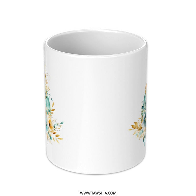 Floral Wreath Mug, Nautical Decor, Beachy Coffee Mug, Summer Gift, Coastal Design Mug, Unique Gifts, Decorative Mugs, Flower Pattern, Mugs - Tawshia