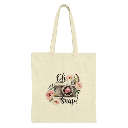 Floral Camera Tote Bag, Photographer Gift, Oh Snap! Bag, Cute Camera Design, Everyday Shopping Bag, Gift for Her, Photography Lover - Tawshia