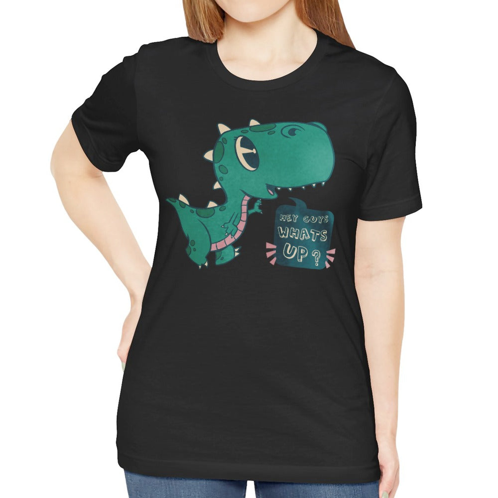 Green Dinosaur Illustration Whats Up Text T-shirt product