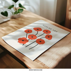Red Poppy Photographic Print, Nature Art, Floral Decor, Botanical Print, Modern Wall Art, Minimalist Art, Home Decor, Wall Decor - Tawshia
