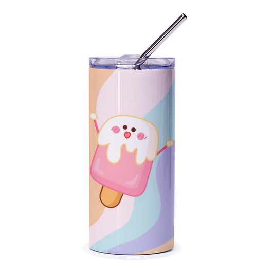 Cute Ice Cream Tumbler, Kawaii Drinkware, Pastel Aesthetic Tumbler, Summer Gift, Fun Tumbler, Iced Coffee Tumbler, Stylish Tumbler - Tawshia