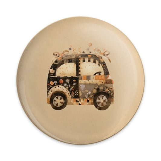 Cute Car Pinback Button, Floral Car Design, Unique Car Gift, Artistic Car Button, Quirky Pinback Button, Trendy Accessory, Gift for Car - Tawshia