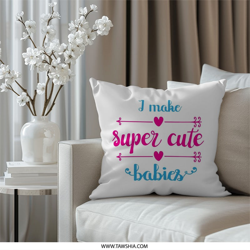 I Make Super Cute Babies Pillow, New Mom Gift, Pregnancy Gift, Baby Shower Decor, Nursery Decor, Decorative Pillow, Trendy Throw Pillow - Tawshia