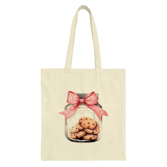 Cookie Jar Tote Bag, Pink Bow Tote, Sweet Treat Bag, Bakery Lover Gift, Foodie Tote, Cute Tote, Novelty Bag, Canvas Bag, Book Bag - Tawshia