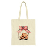 Cookie Jar Tote Bag, Pink Bow Tote, Sweet Treat Bag, Bakery Lover Gift, Foodie Tote, Cute Tote, Novelty Bag, Canvas Bag, Book Bag - Tawshia