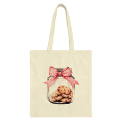 Cookie Jar Tote Bag, Pink Bow Tote, Sweet Treat Bag, Bakery Lover Gift, Foodie Tote, Cute Tote, Novelty Bag, Canvas Bag, Book Bag - Tawshia