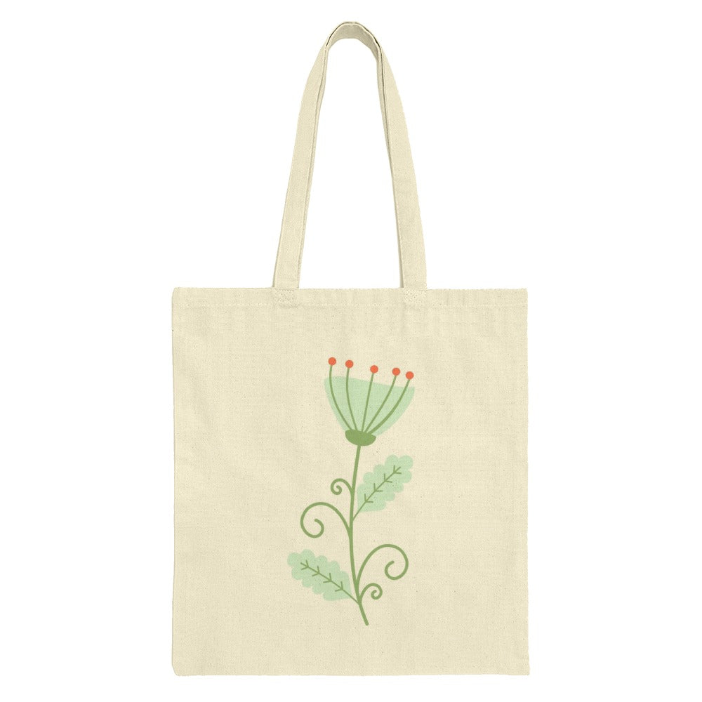 Floral Tote Bag, Green Flower Art, Botanical Bag, Stylish Shopping Bag, Everyday Tote, Spring Gift Idea, Cute Tote Bags, Plant Lover Gift - Tawshia