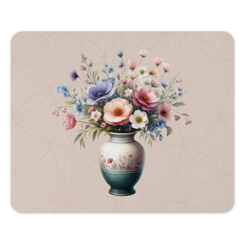 Floral Mousepad, Vase of Flowers, Cute Desk Decor, Floral Office Decor, Pastel Flowers Mouse Pad, Elegant Mousepad, Flower Lover Gift - Tawshia