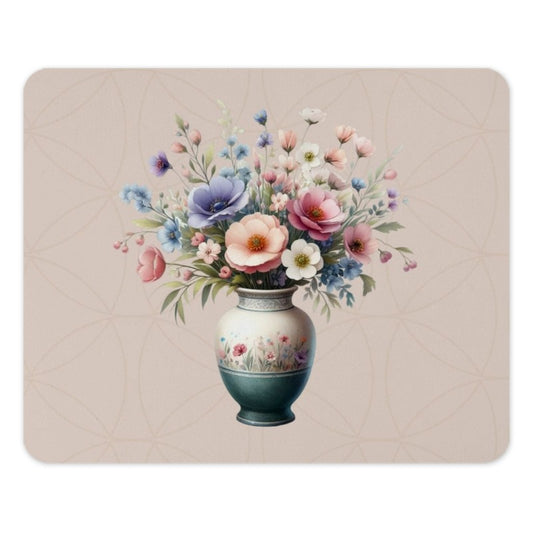 Floral Mousepad, Vase of Flowers, Cute Desk Decor, Floral Office Decor, Pastel Flowers Mouse Pad, Elegant Mousepad, Flower Lover Gift - Tawshia