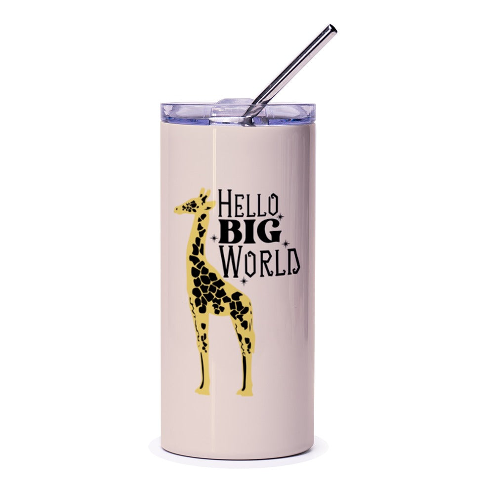 Giraffe Tumbler, Hello Big World Tumbler, Animal Tumbler, Unique Tumbler, Stylish Drinkware, Gifts for Animal Lovers, Travel Mug - Tawshia