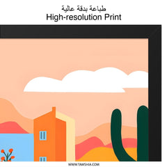 Desert Landscape Wall Art, Colorful Southwestern Print, Cactus Home Decor, Modern Desert Art Print, Desert House Wall Art - Tawshia