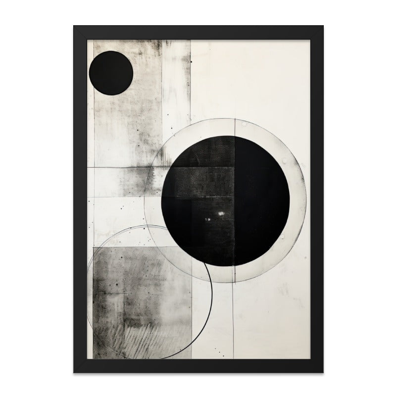 Abstract Circles Wall Art, Geometric Print, Minimalist Art, Modern Home Decor, Black and White Art Print - Tawshia