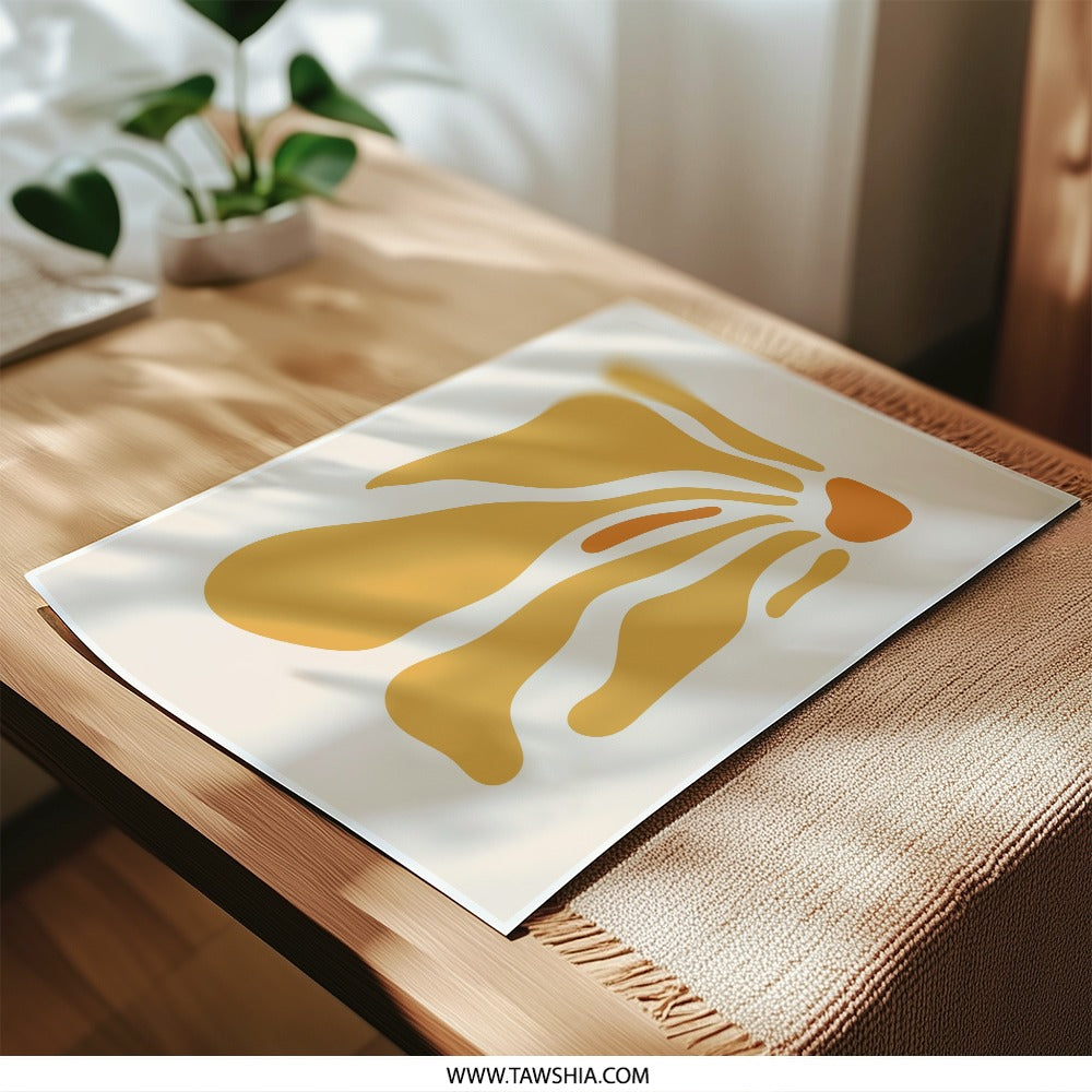 Abstract Photographic Print, Organic Shapes Art Print, Modern Wall Decor, Minimalist Poster, Geometric Art, Ochre and Beige, Home Decor - Tawshia
