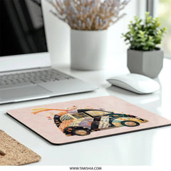 Cute Car Mouse Pad, Floral Ribbon Art Mousepad, Unique Desk Decor, Whimsical Computer Accessory, Pretty Office Gift - Tawshia